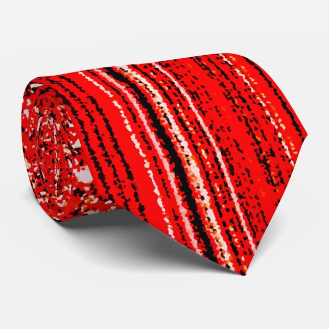 Cravate Motif rouge, blanc et noir (Roulé)