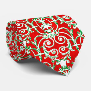 Cravate Motif rouge blanc et vert Damas