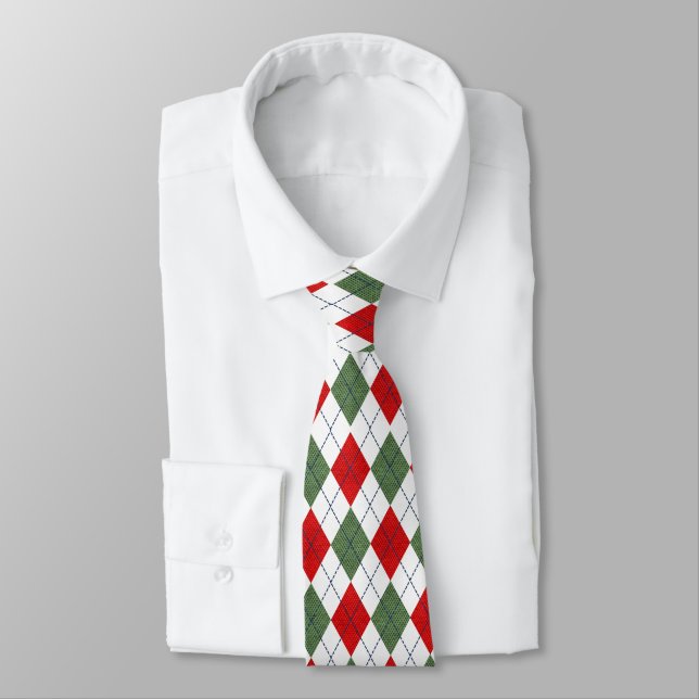 Cravate Motif rouge et blanc de chandail de Noël de plaid (Attaché)