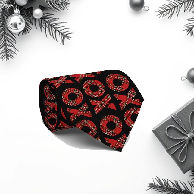 Cravate Motif Rouge Tartan XOXO En Noir (Créateur téléchargé)