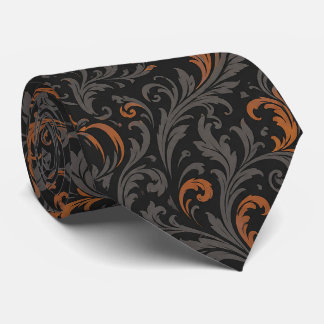 Cravate Motif sans couture de citrouille baroque foncé | N