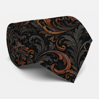 Cravate Motif sans couture de citrouille baroque foncé | N