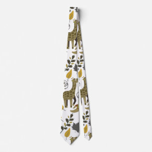Cravate Motif sans couture de girafe jaune blanc grand