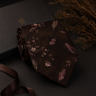 Cravate Motif sans couture de lys d'automne sombre et luna