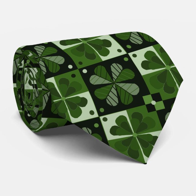 Cravate Motif shamrock Checkerboard (Roulé)