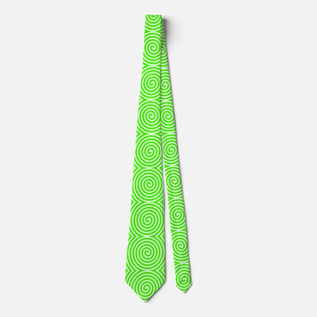 Cravate Motif spiral - Chartreuse Vert et Blanc (Devant)