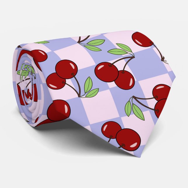Cravate Motif Sweet Red Cherry (Roulé)