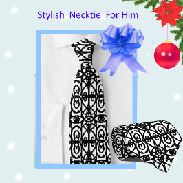 Cravate Motif Tao noir et blanc moderne