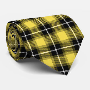 Cravate Motif Tartan à Carreaux Jaune Noir