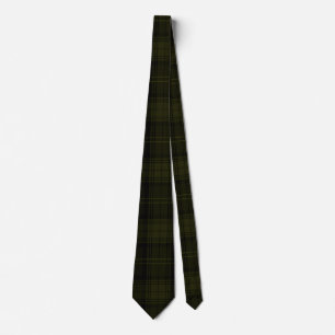 Cravate Motif Tartan foncé, noir et vert profond