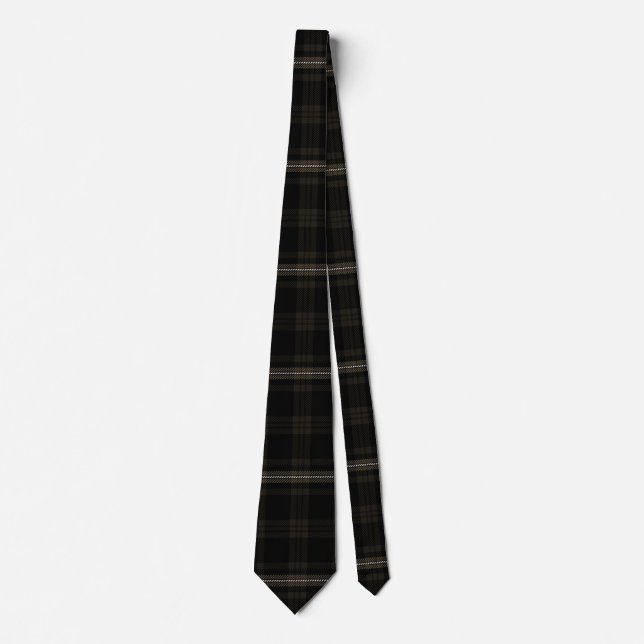 Cravate Motif tatan Brown, noir et doux en ivoire (Devant)