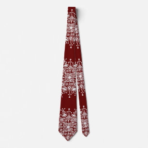 Cravate Motif tempête de neige rouge flocons de Noël vinta