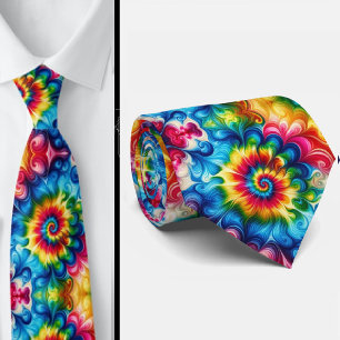 Cravate Motif Tie-Dye Psychédélique