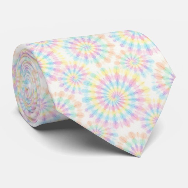Cravate Motif Tie-Dye Psychédélique Pastel (Roulé)