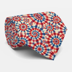Cravate Motif Tie-Dye Psychedélique Patriotique