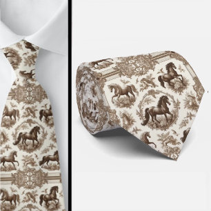 Cravate Motif Toile De Jouy Chevaux Campagne Française