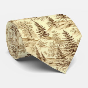 Cravate Motif Toile de Jouy Forêt d'Hiver (2)