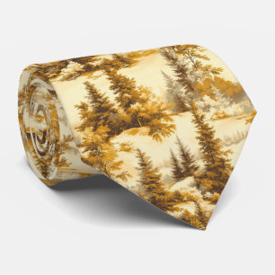 Cravate Motif Toile de Jouy Forêt d'Hiver (9)