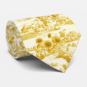 Cravate Motif Toile de Tournesol Doré Grandmillennial