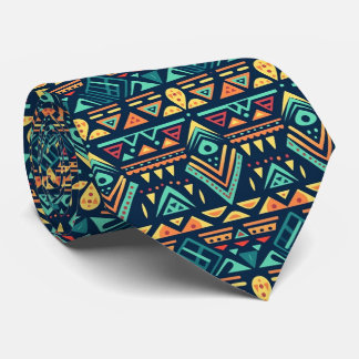 Cravate Motif tribal bleu monogramme