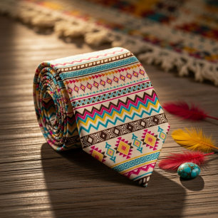 Cravate Motif Tribal Navajo Aztèque Amérindien