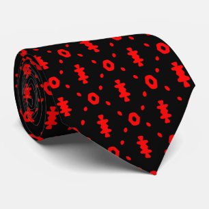 Cravate Motif Tribal Noir Et Rouge