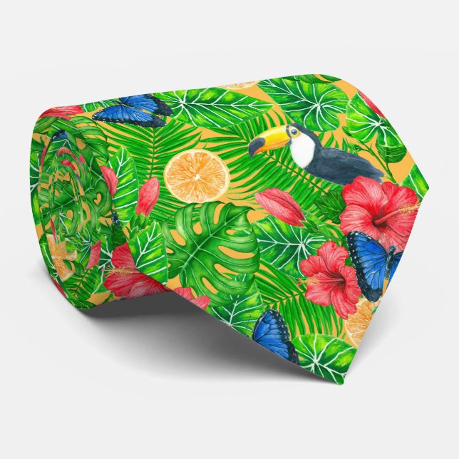 Cravate Motif tropical (Roulé)