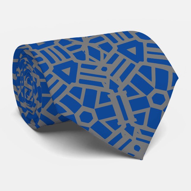 Cravate Motif unique bleu profond et argent (Roulé)
