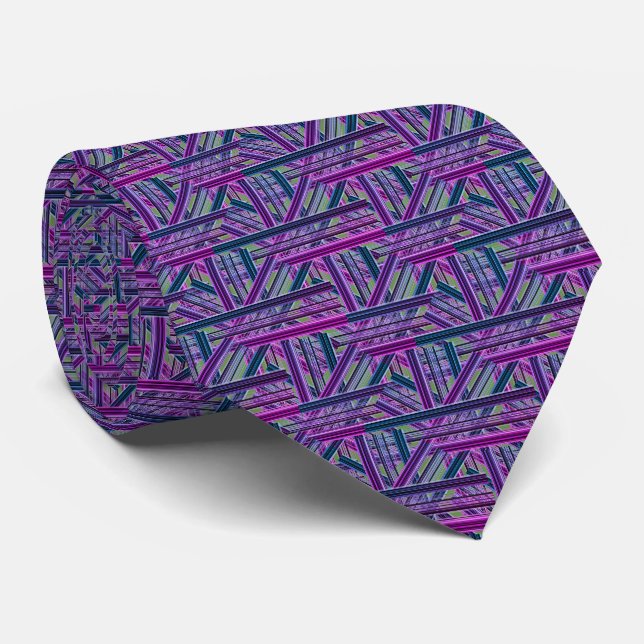Cravate Motif unique Blue Purple Magenta (Roulé)