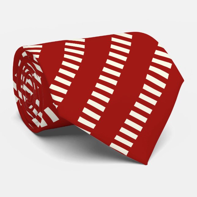 Cravate Motif unique rouge et blanc (Roulé)