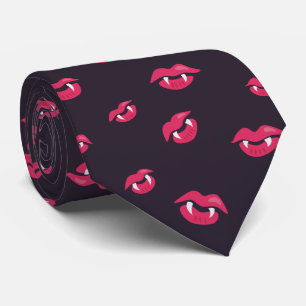 Cravate Motif Vampire Lèvres Et Fangs