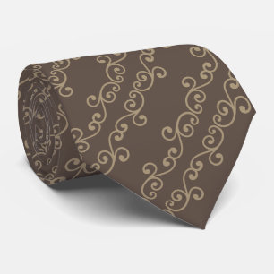 Cravate Motif vectoriel tourbillon beige sur marron