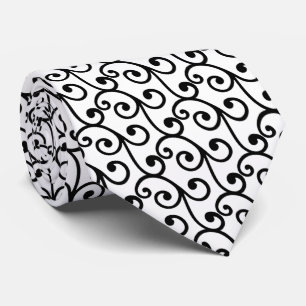 Cravate Motif vectoriel tourbillon noir sur fond blanc