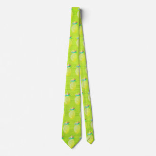 Cravate Motif Vert de Kiwi Ananas Juteux