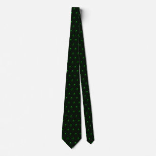 Cravate Motif vert fin à pois en noir