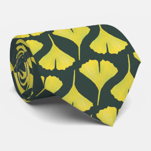 Cravate Motif vert Ginkgo Leaf