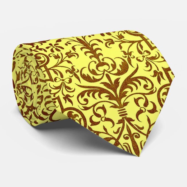 Cravate Motif victorien jaune (Roulé)