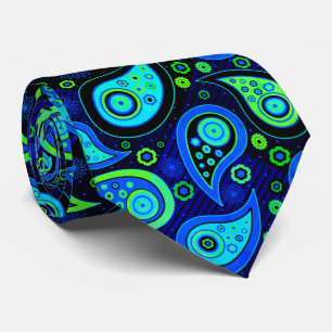 Cravate Motif vintage bleu vert élégant