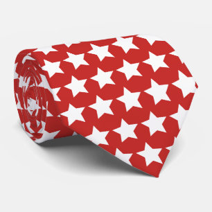 Cravate Motif White Stars  Rouge