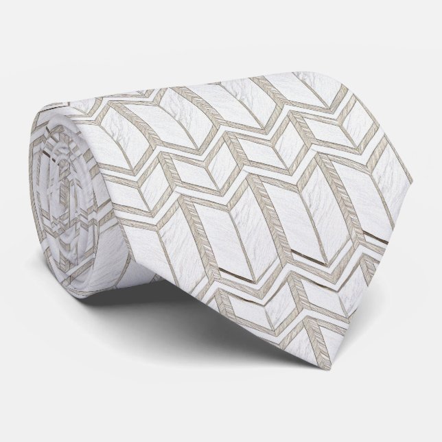 Cravate Motif Zag blanc (Roulé)