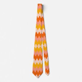 Cravate Motif Zig Zag Jaune, Orange & Blanc Moderne