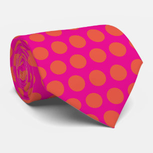 Cravate Motifs Abstraits Orange Rose Cadeau Personnalisé