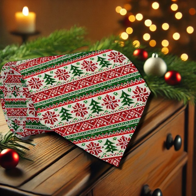 Cravate motifs festifs aux pins (Créateur téléchargé)