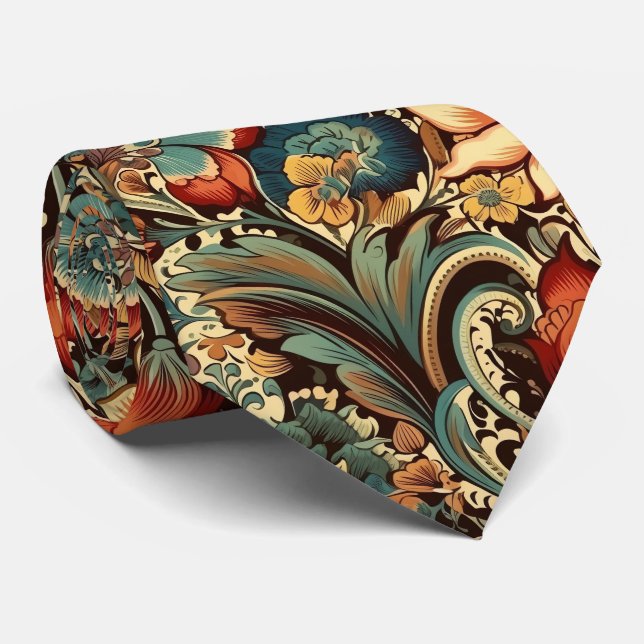 Cravate Motifs floraux d'inspiration médiévale (Roulé)