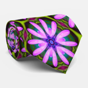 Cravate Motifs marguerite violet