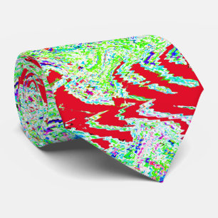 Cravate Motifs torse Abstrait coloré vert clair rouge vif