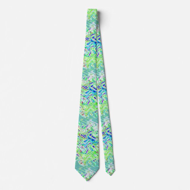 Cravate Motifs torse Abstrait vert Turquoise bleu  (Devant)