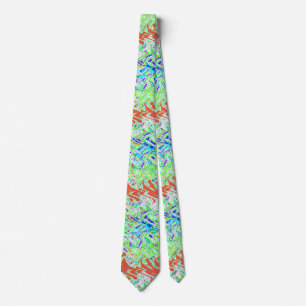 Cravate Motifs tourbillonnants Abstrait couleur vert bleu 