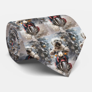 Cravate Moto à chiens Havanais Noël
