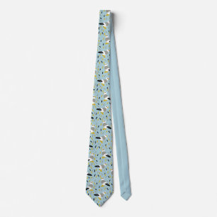Cravate Mouettes de caricature mignonnes Bleu clair Motif
